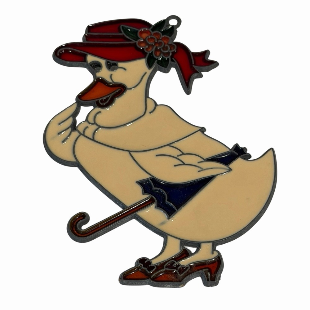 Vintage Goose Duck Suncatcher Sun Catcher Enamel & Metal Window Decor Ornament